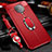 Soft Silicone Gel Leather Snap On Case Cover with Magnetic Finger Ring Stand T01 for Xiaomi Poco F2 Pro Red