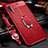 Soft Silicone Gel Leather Snap On Case Cover with Magnetic Finger Ring Stand T02 for Xiaomi Mi A3 Red