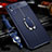 Soft Silicone Gel Leather Snap On Case Cover with Magnetic Finger Ring Stand T02 for Xiaomi Redmi 9i Blue