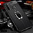 Soft Silicone Gel Leather Snap On Case Cover with Magnetic Finger Ring Stand T02 for Xiaomi Redmi Note 8 (2021) Black