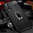 Soft Silicone Gel Leather Snap On Case Cover with Magnetic Finger Ring Stand T03 for Huawei Nova 6 5G Black