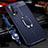 Soft Silicone Gel Leather Snap On Case Cover with Magnetic Finger Ring Stand T03 for Huawei Nova 6 5G Blue