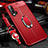 Soft Silicone Gel Leather Snap On Case Cover with Magnetic Finger Ring Stand T03 for Huawei Nova 6 5G Red