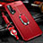 Soft Silicone Gel Leather Snap On Case Cover with Magnetic Finger Ring Stand T03 for Huawei Nova 6 Red