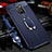 Soft Silicone Gel Leather Snap On Case Cover with Magnetic Finger Ring Stand T04 for Huawei Mate 20 Blue