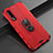 Soft Silicone Gel Leather Snap On Case Cover with Magnetic Finger Ring Stand T04 for Huawei P30 Red