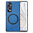 Soft Silicone Gel Leather Snap On Case Cover with Magnetic S01D for Huawei Honor 70 5G Blue