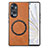 Soft Silicone Gel Leather Snap On Case Cover with Magnetic S01D for Huawei Honor 70 5G Brown