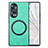 Soft Silicone Gel Leather Snap On Case Cover with Magnetic S01D for Huawei Honor 70 5G Green