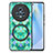 Soft Silicone Gel Leather Snap On Case Cover with Magnetic S01D for Huawei Honor Magic5 5G Green