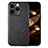 Soft Silicone Gel Leather Snap On Case Cover with Magnetic S02D for Apple iPhone 15 Pro Black