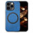 Soft Silicone Gel Leather Snap On Case Cover with Magnetic S02D for Apple iPhone 15 Pro Blue