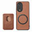 Soft Silicone Gel Leather Snap On Case Cover with Magnetic S02D for Huawei Honor 80 5G Brown