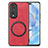 Soft Silicone Gel Leather Snap On Case Cover with Magnetic S02D for Huawei Honor 80 Pro 5G Red