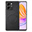 Soft Silicone Gel Leather Snap On Case Cover with Magnetic S02D for Huawei Honor 80 SE 5G Black