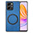 Soft Silicone Gel Leather Snap On Case Cover with Magnetic S02D for Huawei Honor 80 SE 5G Blue