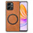 Soft Silicone Gel Leather Snap On Case Cover with Magnetic S02D for Huawei Honor 80 SE 5G Brown