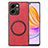 Soft Silicone Gel Leather Snap On Case Cover with Magnetic S02D for Huawei Honor 80 SE 5G Red