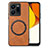 Soft Silicone Gel Leather Snap On Case Cover with Magnetic S02D for Vivo Y35 4G Brown
