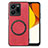 Soft Silicone Gel Leather Snap On Case Cover with Magnetic S02D for Vivo Y35 4G Red