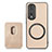 Soft Silicone Gel Leather Snap On Case Cover with Magnetic S03D for Huawei Honor 80 Pro 5G Gold