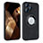 Soft Silicone Gel Leather Snap On Case Cover with Magnetic S07D for Apple iPhone 14 Pro Black