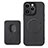 Soft Silicone Gel Leather Snap On Case Cover with Magnetic S08D for Apple iPhone 15 Pro Black