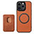 Soft Silicone Gel Leather Snap On Case Cover with Magnetic S08D for Apple iPhone 15 Pro Brown