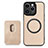 Soft Silicone Gel Leather Snap On Case Cover with Magnetic S08D for Apple iPhone 16 Pro Gold