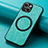 Soft Silicone Gel Leather Snap On Case Cover with Magnetic S11D for Apple iPhone 15 Plus Green