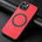 Soft Silicone Gel Leather Snap On Case Cover with Magnetic S11D for Apple iPhone 15 Plus Red