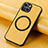 Soft Silicone Gel Leather Snap On Case Cover with Magnetic S11D for Apple iPhone 15 Plus Yellow