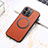 Soft Silicone Gel Leather Snap On Case Cover with Magnetic S11D for Apple iPhone 15 Pro Max Brown