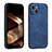 Soft Silicone Gel Leather Snap On Case Cover YZ1 for Apple iPhone 15 Pro Blue