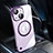 Transparent Crystal Hard Case Back Cover with Mag-Safe Magnetic QC1 for Apple iPhone 15 Plus Purple