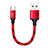 Type-C Charger USB Data Cable Charging Cord Android Universal 25cm S04 for Apple iPad Air 5 10.9 (2022) Red