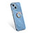 Ultra-thin Silicone Gel Soft Case Cover with Finger Ring Stand for Apple iPhone 15 Sky Blue