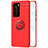 Ultra-thin Silicone Gel Soft Case Cover with Magnetic Finger Ring Stand A01 for Huawei P40 Red