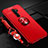 Ultra-thin Silicone Gel Soft Case Cover with Magnetic Finger Ring Stand A01 for Oppo A11 Red