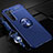 Ultra-thin Silicone Gel Soft Case Cover with Magnetic Finger Ring Stand A01 for Oppo Reno3 Blue