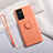 Ultra-thin Silicone Gel Soft Case Cover with Magnetic Finger Ring Stand A01 for Samsung Galaxy S21 Ultra 5G Orange