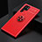 Ultra-thin Silicone Gel Soft Case Cover with Magnetic Finger Ring Stand A01 for Samsung Galaxy S21 Ultra 5G Red