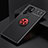 Ultra-thin Silicone Gel Soft Case Cover with Magnetic Finger Ring Stand A01 for Samsung Galaxy S24 Ultra 5G Red and Black