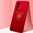 Ultra-thin Silicone Gel Soft Case Cover with Magnetic Finger Ring Stand A01 for Vivo X50 Pro 5G Red