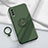 Ultra-thin Silicone Gel Soft Case Cover with Magnetic Finger Ring Stand A01 for Vivo Y20i India Midnight Green