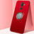 Ultra-thin Silicone Gel Soft Case Cover with Magnetic Finger Ring Stand A02 for Nokia 7 Plus Red