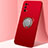 Ultra-thin Silicone Gel Soft Case Cover with Magnetic Finger Ring Stand A02 for Realme V15 5G Red