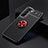 Ultra-thin Silicone Gel Soft Case Cover with Magnetic Finger Ring Stand A02 for Samsung Galaxy S21 5G Red and Black