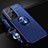 Ultra-thin Silicone Gel Soft Case Cover with Magnetic Finger Ring Stand A02 for Samsung Galaxy S21 Ultra 5G Blue