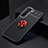 Ultra-thin Silicone Gel Soft Case Cover with Magnetic Finger Ring Stand A02 for Samsung Galaxy S23 5G Red and Black
